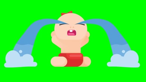 Flat Design Animated Baby Crying and Smiling