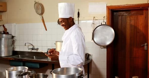 Chef using digital tablet