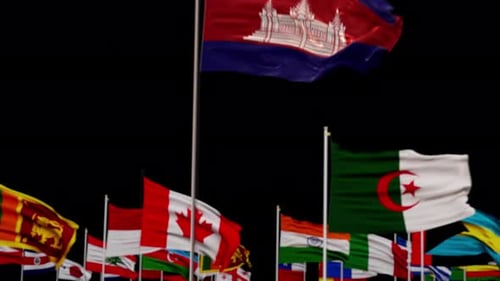 Waving National Flags Reveal for International Presentations