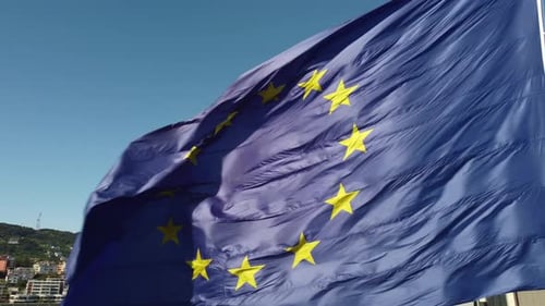 EU Flag Waving in the Wind