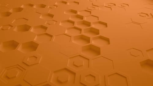 Orange Abstract Hexagon Geometric Surface Seamless Loop UHD