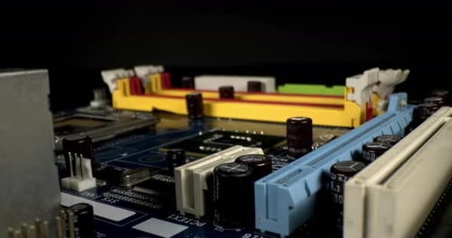 Computer Motherboard Close Up Dolly