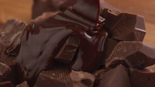 Delicious Dark Chocolate Drizzled Over Chunks