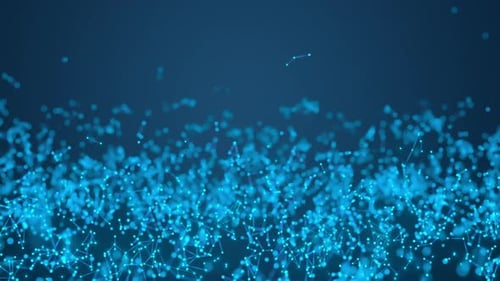 Glowing blue lines, with particles connected.