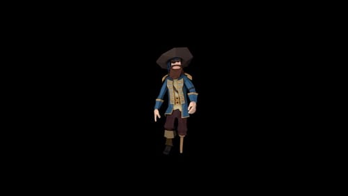 Captain Pirate Low Poly Toy Walk