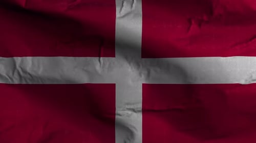 Realistic Waving Denmark Flag with Fabric Texture Loop