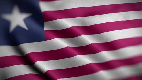 Realistic Waving Liberia Flag Seamless Loop Animation