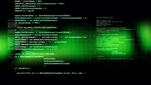 Software source code Programming code on computer screen.