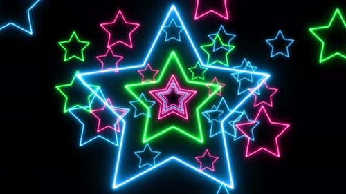 Animated Neon Stars Flowing Seamless Loop Background