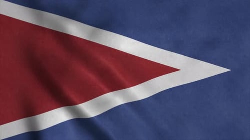 Realistic Waving Flag with Abstract Red Triangle Design