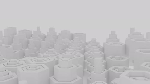 Animation von sich bewegenden Zylindern unterschiedlicher Größe in einem monochromen Wellenmuster