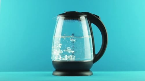 Electric Kettle Water Boiling Close Up