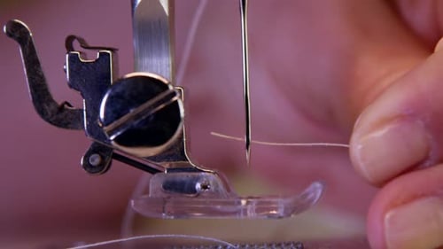 Sewing Machine Threading in Close Up