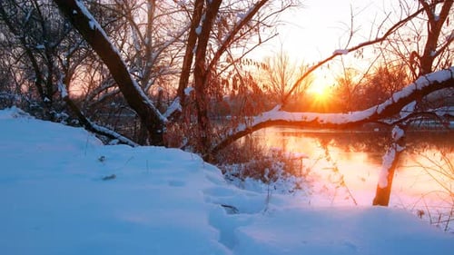 river landscape, sunset.