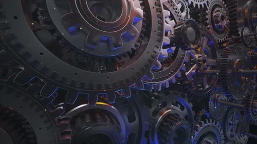 Industrial Gears Loop Background with Intricate Moving Cogs