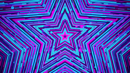 Geometric Star Tunnel with Vibrant Neon Lines