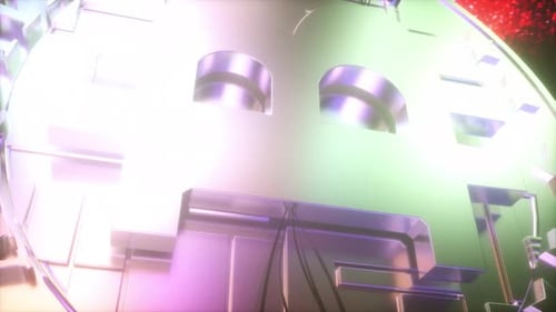 Futuristic Bitcoin Symbol Glowing Digital Currency Animation