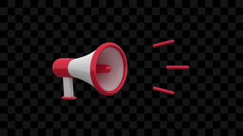 3D Megaphone Icon with Sound Waves Loop Animation