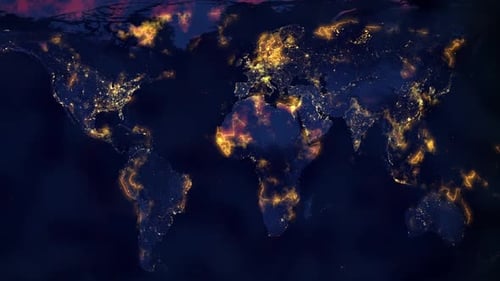 Global Digital Network Map with Data Connections