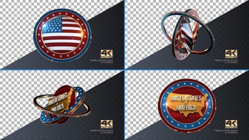 Karte der Vereinigten Staaten von Amerika mit Flagge 4K