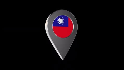Taiwan Flag 3D Map Pin Icon Rotation