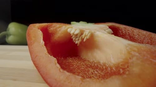 Close Up Of Sliced Red Bell Pepper