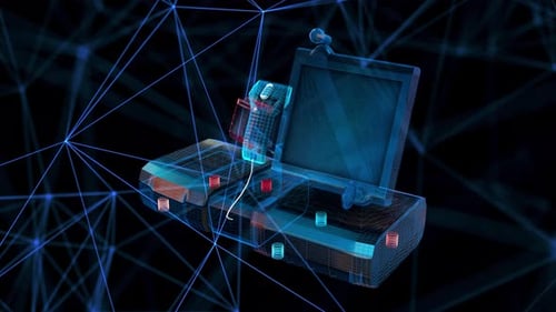 Futuristic Data Network Wireframe Animation