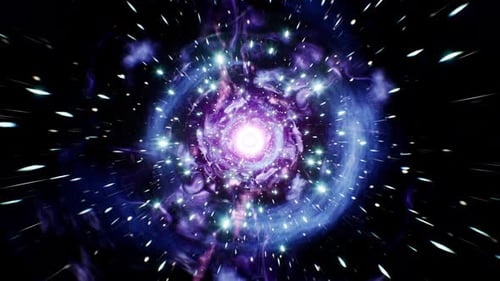 Futuristic Hyperspace Tunnel Journey Through Cosmic Particles