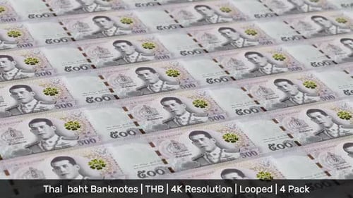 Thailand Banknotes Money / Thai baht / Currency ฿ / THB / 4 Pack - 4K