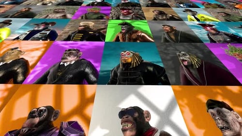 Animated 3D Monkey Character Grid Showcase Presentation
