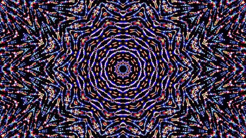 Abstract Rotating Star Kaleidoscope Pattern of Flickering Lights