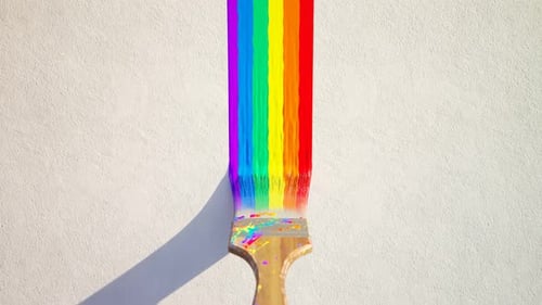 Animated Paintbrush Revealing Colorful Rainbow Stripe