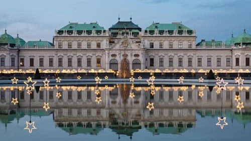 Evening Hyperlapse Belvedere at Christmas Vienna