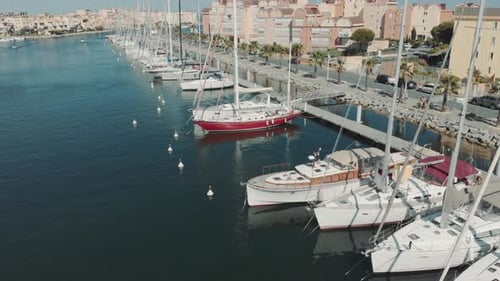 Aerial Drone View of Marina for Boats and Tourist Yachts
