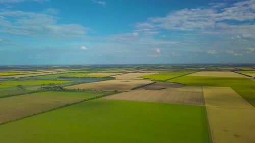 Aerial View of Agricultural Fields and Countryside