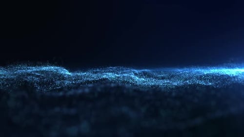 Abstract Glowing Blue Particle Wave Background