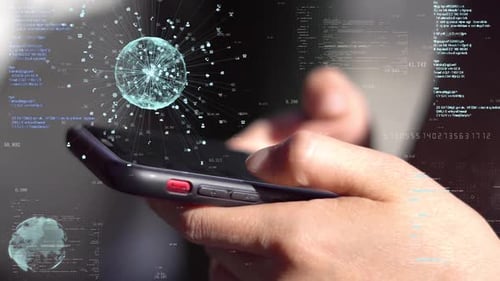 Futuristic 5G Global Network Data Sphere Overlay