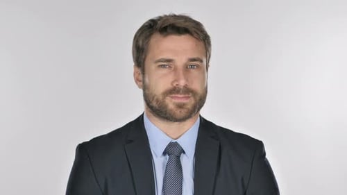 Serious Man in Suit Talking Close Up