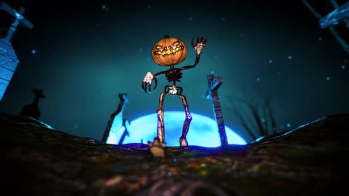 Spooky Dancing Pumpkin Skeleton Halloween Character Animation