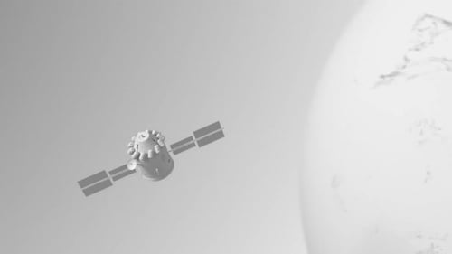 système mondial de satellites dans le style gris clair Le satellite de communication LEO fait le tour du monde.