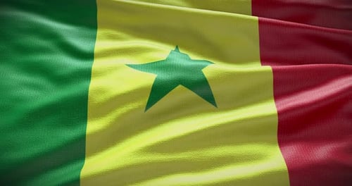 Realistic Waving Flag of Senegal Seamless Loop