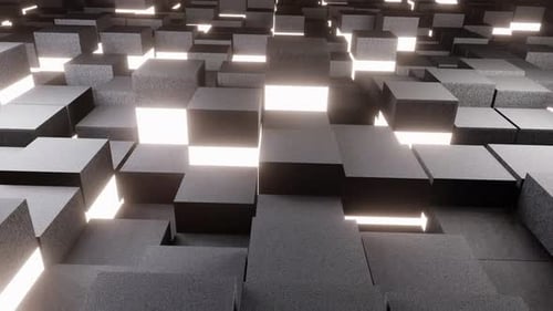 Neue Metallwürfel mit Neonlicht Vj Loop Hintergrund 4K