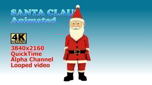 Smiling Santa Claus Character Looped Animation with Alpha Channel