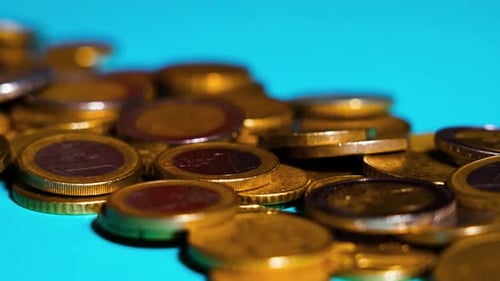 Pile of Shiny Euro Coins Close Up