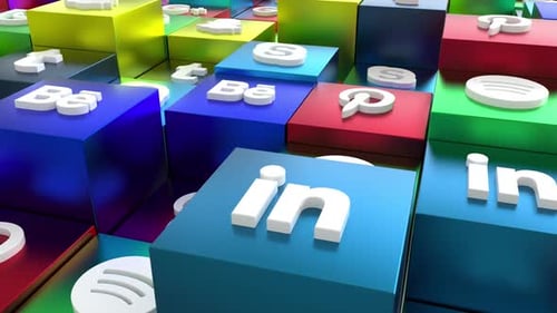 Abstract 3D Social Media Icons Loop Animation