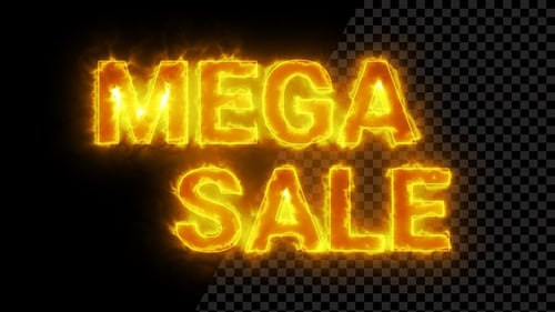 Burning Mega Sale Text Overlay With Fire Flame