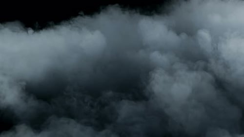Billowing Gray Smoke on Black Background