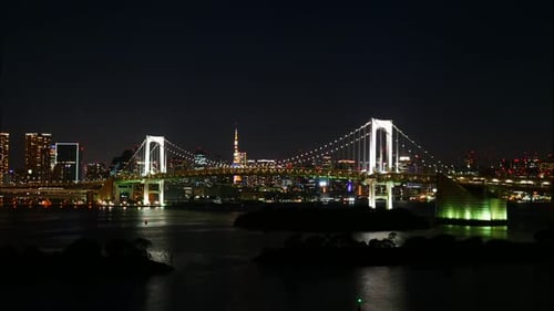 Beautiful Rainbow bridge in Tokyo city in Japan