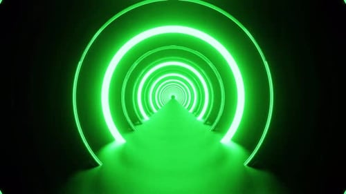 Neon Green Round Circle Tunnel Background Vj Loop 4K