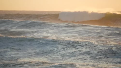 Atlantic Ocean Waves in Sunset Light on Fuerteventura